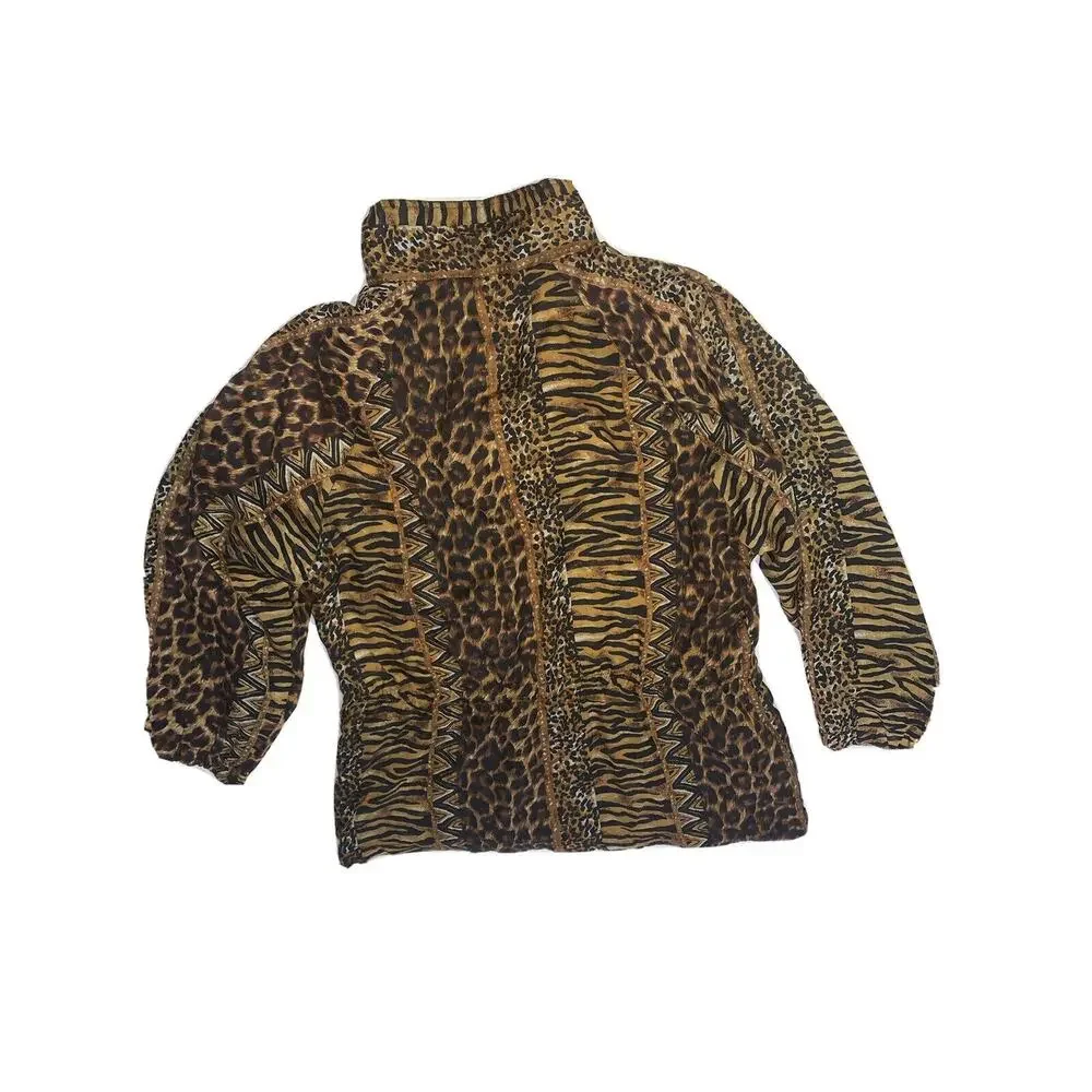 2X VTG Pearl River Clothing Co Womens Animal Print Jacket Zip Up Lined